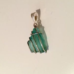 Turquoise river glass pendant